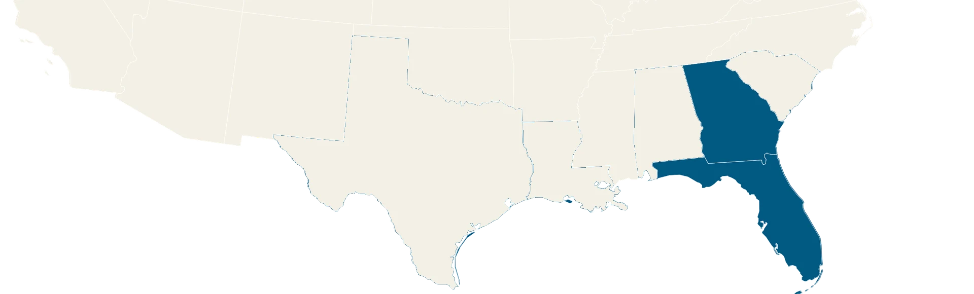Map of the Superior Roofing & Restoration residential markets: Atlanta, Georgia and Tampa and Daytona, Florida