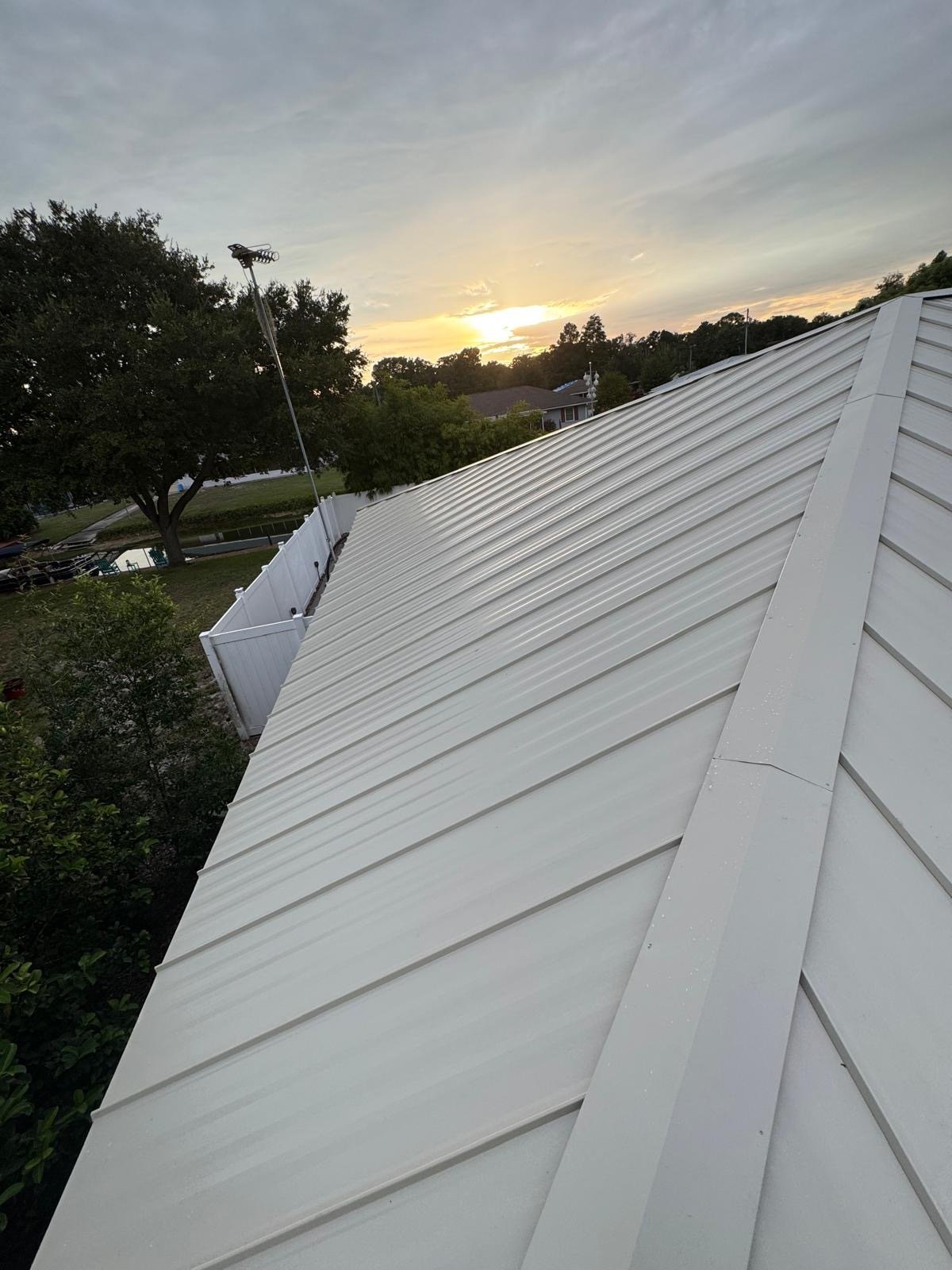 Standing seam metal ridge at sunset in Lake Wales FL